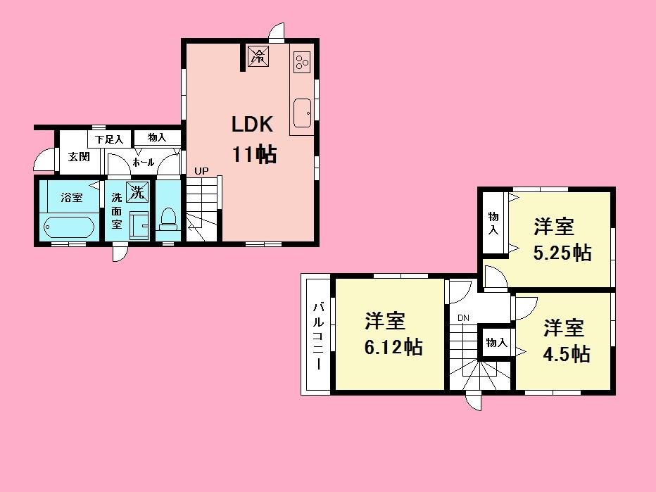 Floor plan. (Building 2), Price 31,800,000 yen, 3LDK, Land area 67.41 sq m , Building area 65.2 sq m