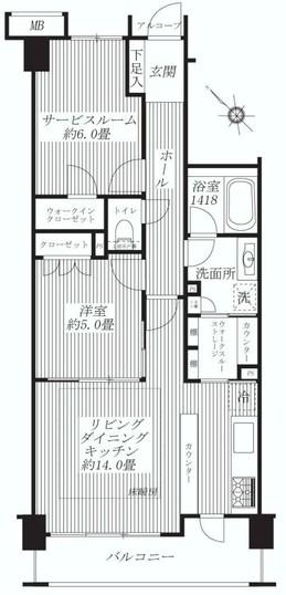 Floor plan. 1LDK+S, Price 28,300,000 yen, Occupied area 62.72 sq m , Balcony area 8.64 sq m