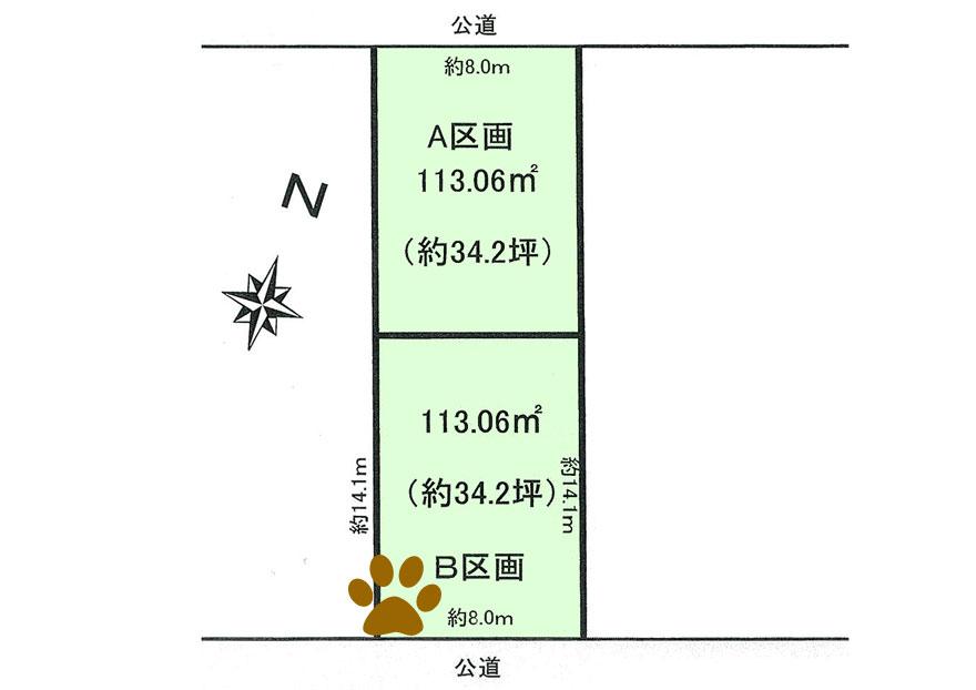 Compartment figure. Land price 19,820,000 yen, Land area 113.06 sq m
