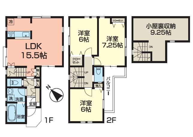 Floor plan. 32,980,000 yen, 3LDK + S (storeroom), Land area 69.94 sq m , Building area 84.66 sq m attic housed ceiling height 140cm, You up the stairs