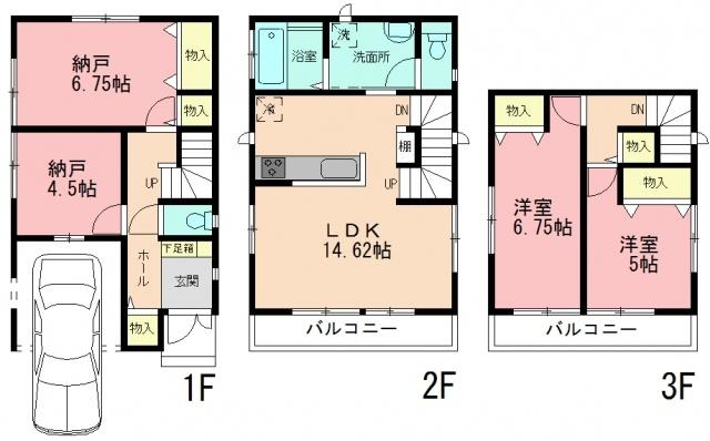 Floor plan. 34,800,000 yen, 2LDK+2S, Land area 74.61 sq m , Building area 96.04 sq m
