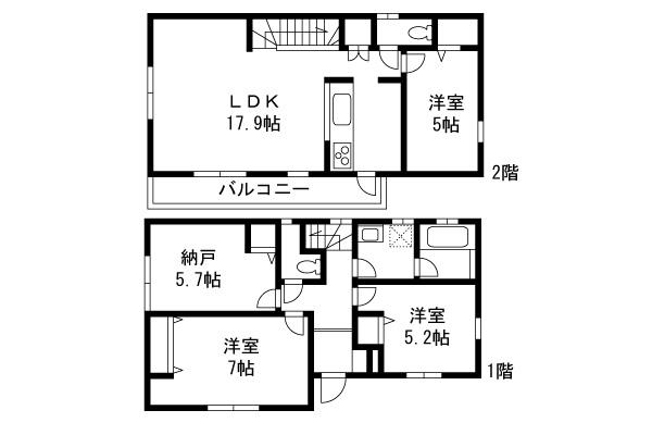 Floor plan. 40,800,000 yen, 3LDK+S, Land area 119.53 sq m , Building area 92.58 sq m