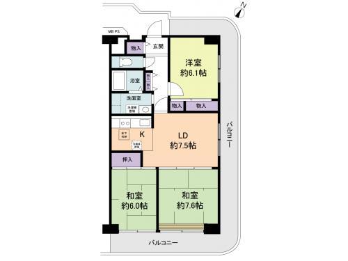 Floor plan. 3LDK, Price 17.8 million yen, Footprint 68.2 sq m , Balcony area 23.01 sq m