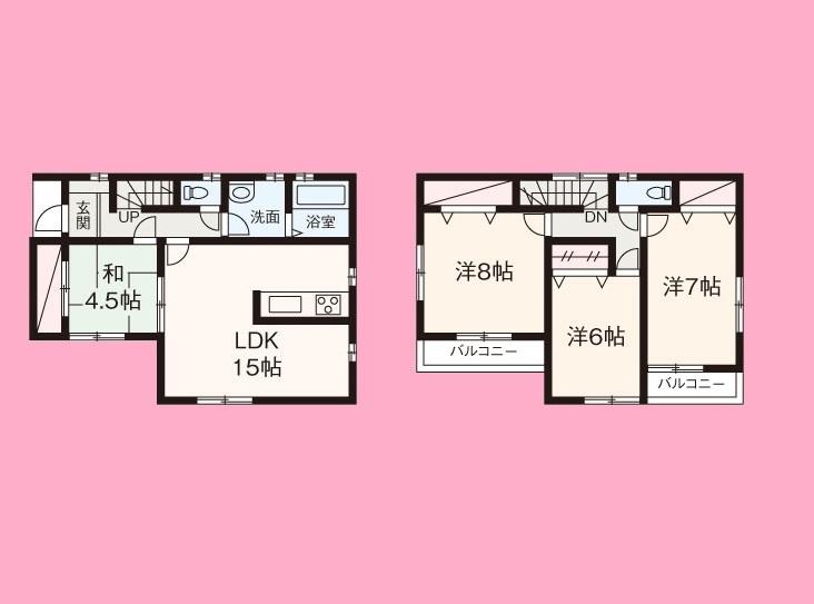 Floor plan. (1 Building), Price 33,800,000 yen, 4LDK, Land area 95.88 sq m , Building area 98.53 sq m