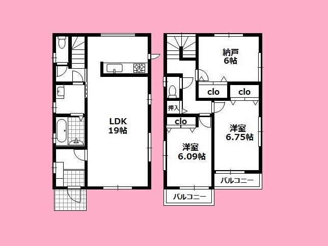 Floor plan. (Building 2), Price 31,800,000 yen, 3LDK, Land area 101.03 sq m , Building area 91.91 sq m