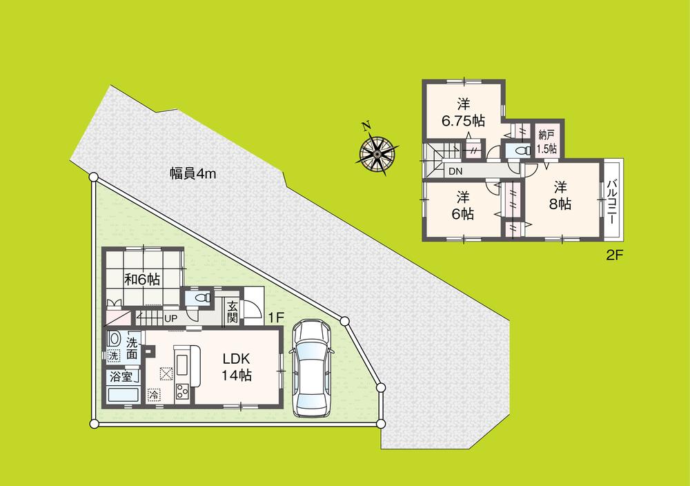 Floor plan. 31,800,000 yen, 4LDK + S (storeroom), Land area 100.19 sq m , Building area 93.96 sq m Floor