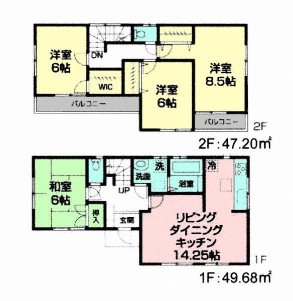 Floor plan. 41,800,000 yen, 4LDK, Land area 104.77 sq m , Building area 96.88 sq m