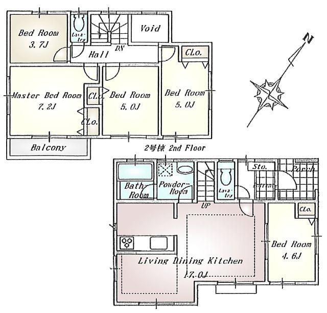 Floor plan. (2), Price 44,800,000 yen, 4LDK, Land area 118.15 sq m , Building area 94.39 sq m
