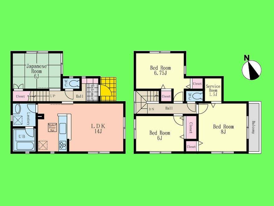 Floor plan. 31,800,000 yen, 4LDK, Land area 100.19 sq m , Building area 93.96 sq m 4LDK