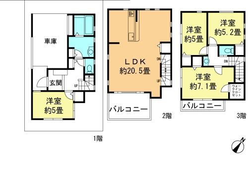 Floor plan. 42,300,000 yen, 4LDK, Land area 74.55 sq m , Building area 120.88 sq m