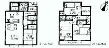Floor plan. (Building 2), Price 27,800,000 yen, 4LDK, Land area 104.49 sq m , Building area 97.71 sq m