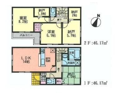 Floor plan. 38,800,000 yen, 3LDK+S, Land area 100.49 sq m , Building area 92.34 sq m