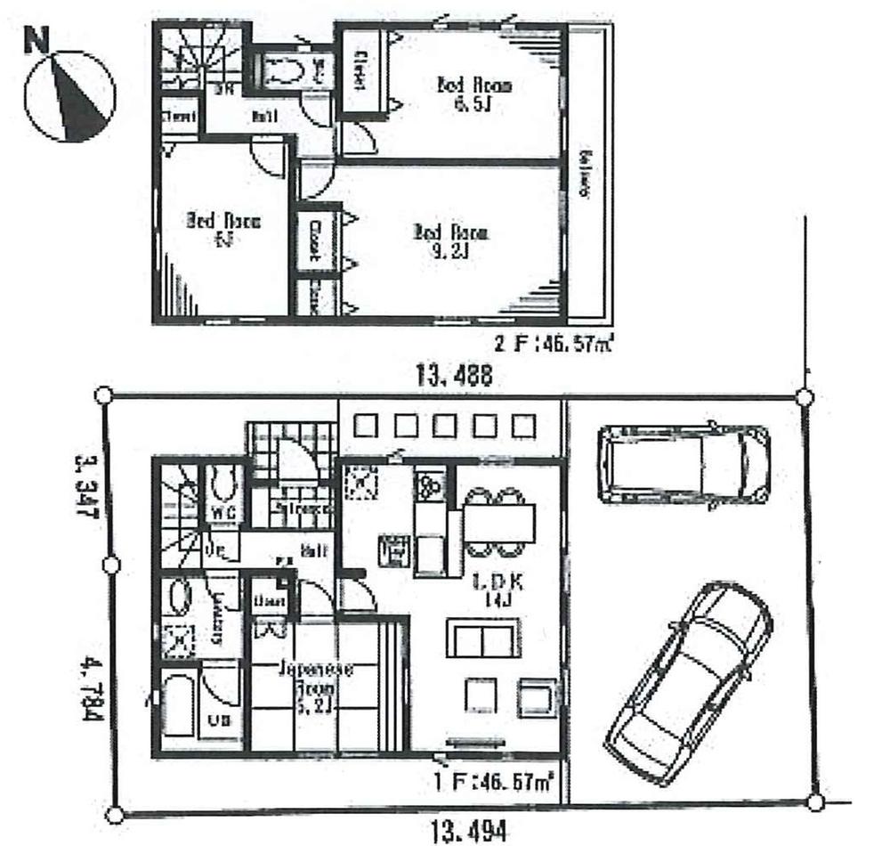 Floor plan. (1 Building), Price 31,800,000 yen, 4LDK, Land area 107.5 sq m , Building area 93.14 sq m