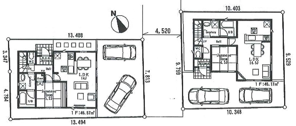 The entire compartment Figure. Road in the center. South has spread, such as the garden of the adjacent land.