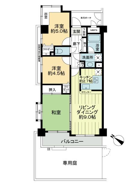 Floor plan. 3LDK, Price 18,800,000 yen, Occupied area 60.95 sq m , Balcony area 7.25 sq m