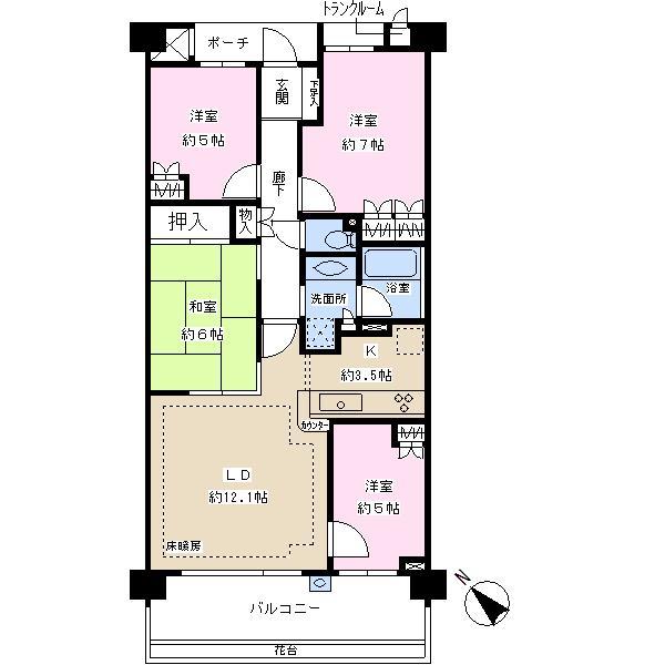 Floor plan. 4LDK, Price 36,800,000 yen, Occupied area 82.72 sq m , Balcony area 13.4 sq m