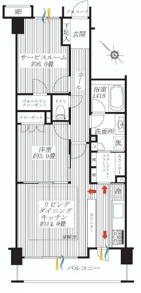 Floor plan. 1LDK + S (storeroom), Price 28,300,000 yen, Occupied area 62.72 sq m , Balcony area 8.64 sq m