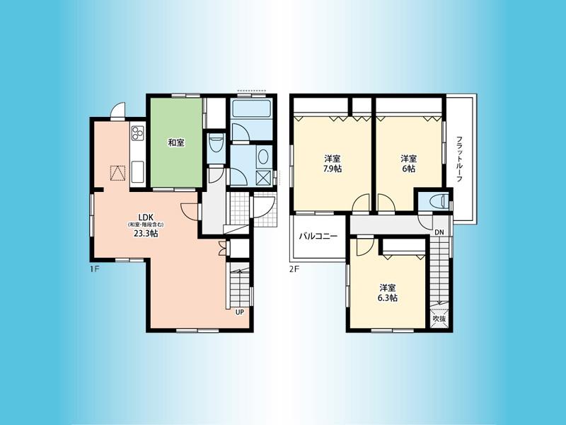 Floor plan. (1 Building), Price 35,800,000 yen, 3LDK+S, Land area 100.1 sq m , Building area 98.94 sq m