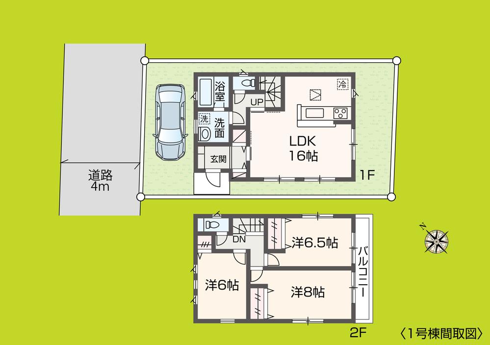 Floor plan. (1 Building), Price 33,800,000 yen, 3LDK, Land area 83.86 sq m , Building area 86.67 sq m