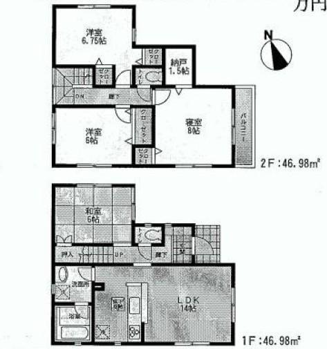 Floor plan. 31,800,000 yen, 4LDK, Land area 100.19 sq m , Building area 93.96 sq m