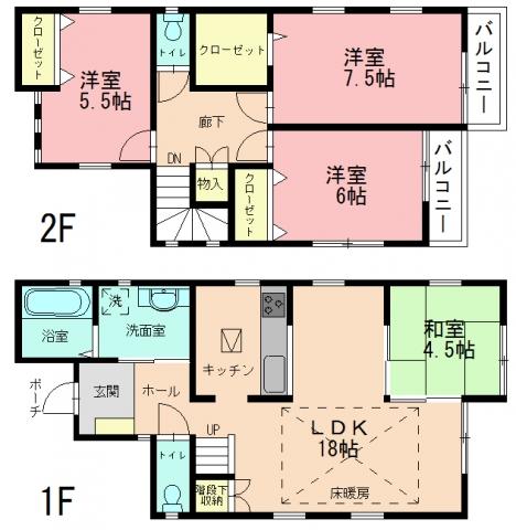 Floor plan. 47,300,000 yen, 4LDK, Land area 104.47 sq m , Building area 99.36 sq m