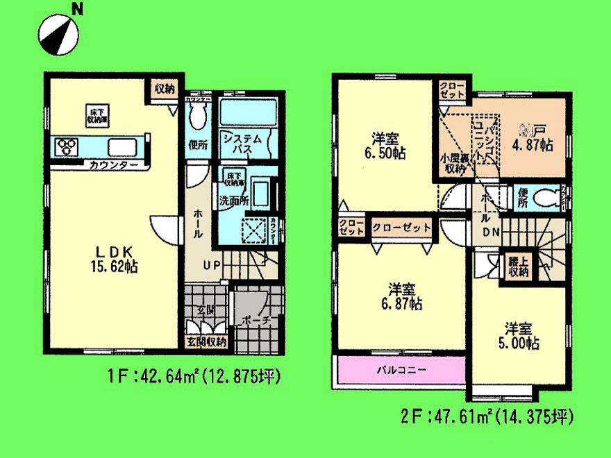 Floor plan. (1 Building), Price 31,800,000 yen, 3LDK+S, Land area 74.1 sq m , Building area 90.25 sq m
