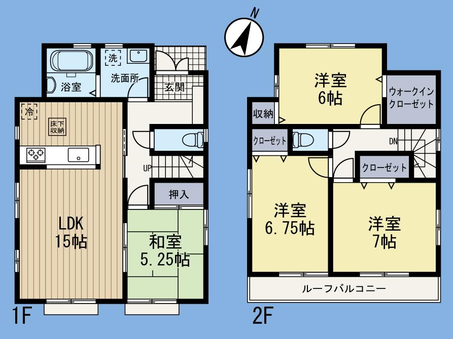 Floor plan. (Building 2), Price 31,800,000 yen, 4LDK, Land area 104.49 sq m , Building area 97.71 sq m