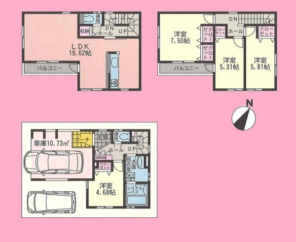 Floor plan. 34,800,000 yen, 4LDK, Land area 71.45 sq m , Building area 122.34 sq m