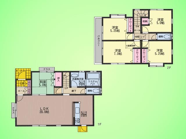 Floor plan. 33,500,000 yen, 5LDK, Land area 138.47 sq m , Spacious floor plan of the building area 107.64 sq m 5LDK is characterized by