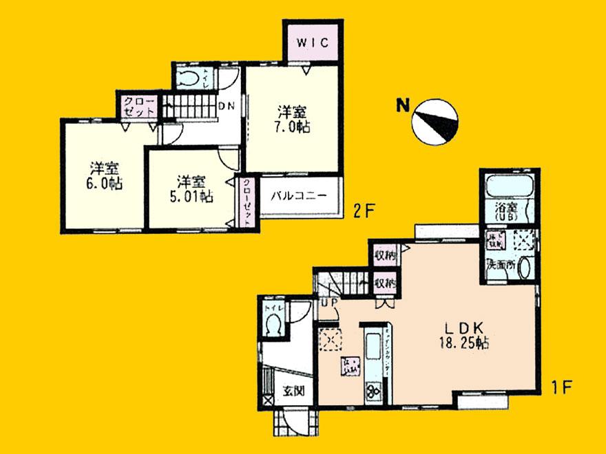 Floor plan. (3 Building), Price 34,900,000 yen, 3LDK, Land area 104.73 sq m , Building area 89.84 sq m