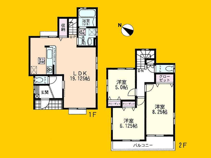 Floor plan. (5 Building), Price 36,800,000 yen, 3LDK, Land area 104.73 sq m , Building area 92.74 sq m