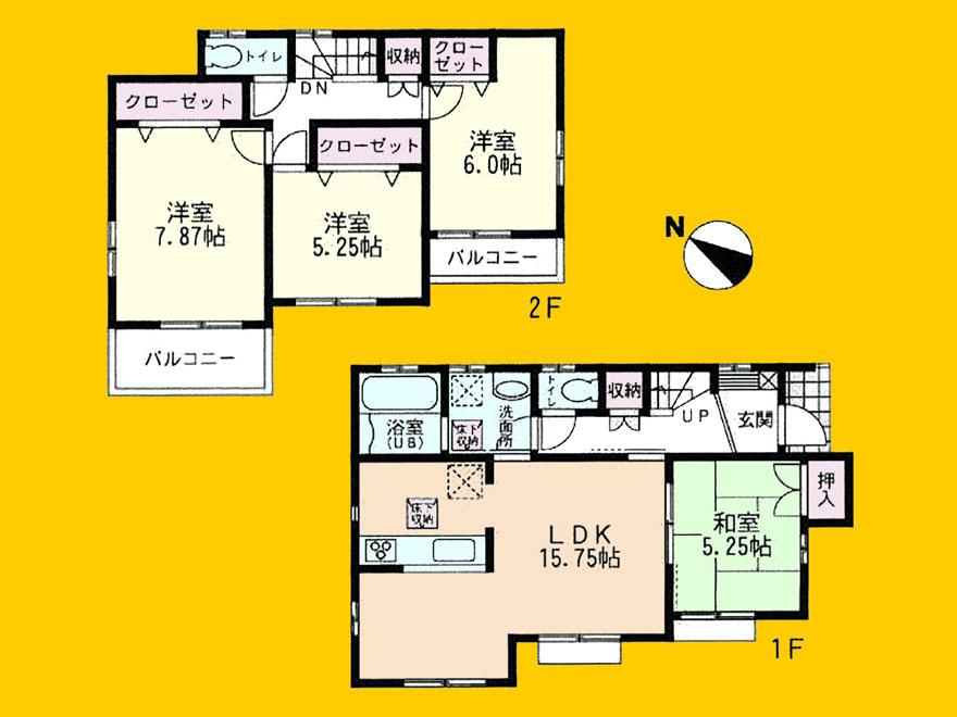Floor plan. (7 Building), Price 40,800,000 yen, 4LDK, Land area 104.61 sq m , Building area 97.5 sq m
