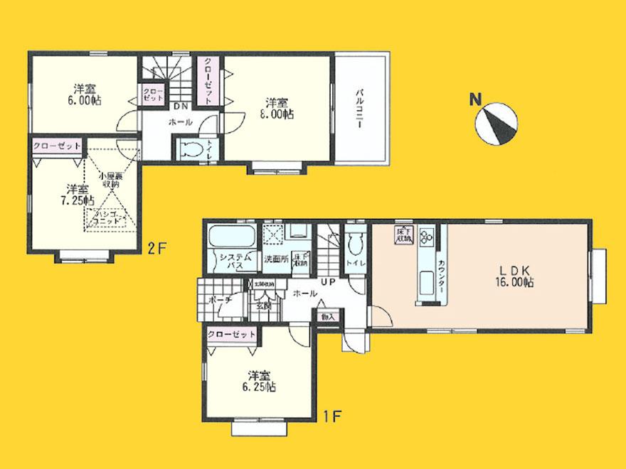 Floor plan. 33,500,000 yen, 4LDK, Land area 128.88 sq m , Building area 102.16 sq m