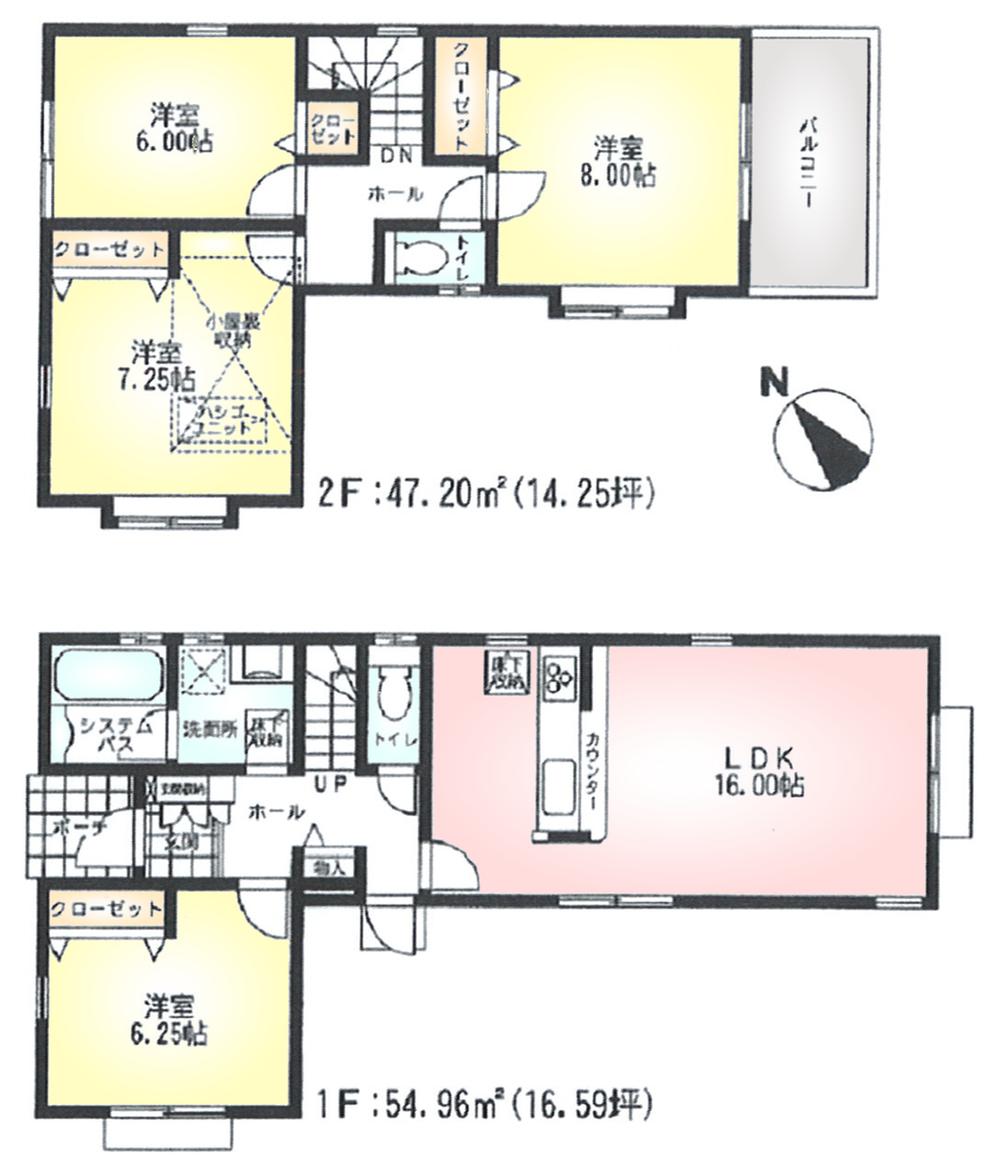 Floor plan. 33,500,000 yen, 4LDK, Land area 128.88 sq m , Building area 102.16 sq m