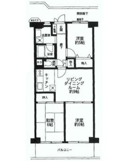Floor plan. 3LDK, Price 17.3 million yen, Footprint 61.6 sq m , Balcony area 7.84 sq m