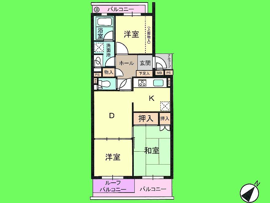Floor plan. 3DK, Price 11 million yen, Occupied area 56.04 sq m , Balcony area 7.83 sq m 2 Station Available ・ Both within walking distance!