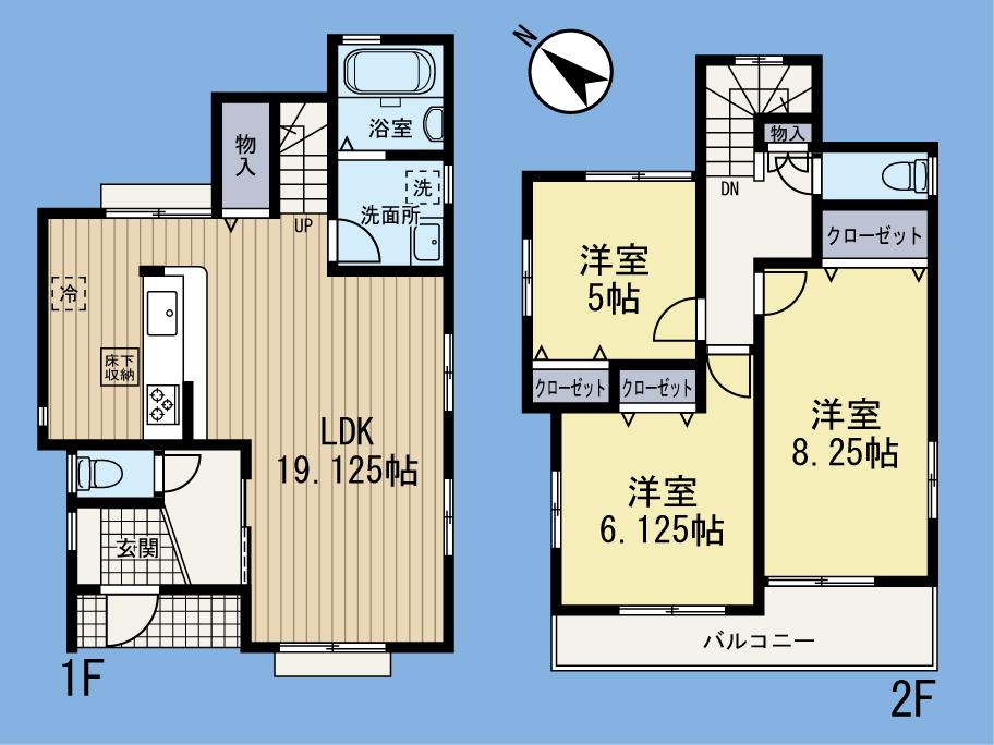 Floor plan. (5 Building), Price 35,800,000 yen, 3LDK, Land area 104.73 sq m , Building area 92.74 sq m