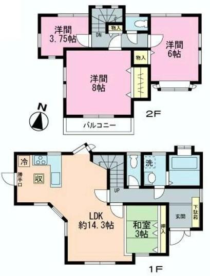 Floor plan. 14.8 million yen, 4LDK, Land area 110.07 sq m , Building area 84.66 sq m
