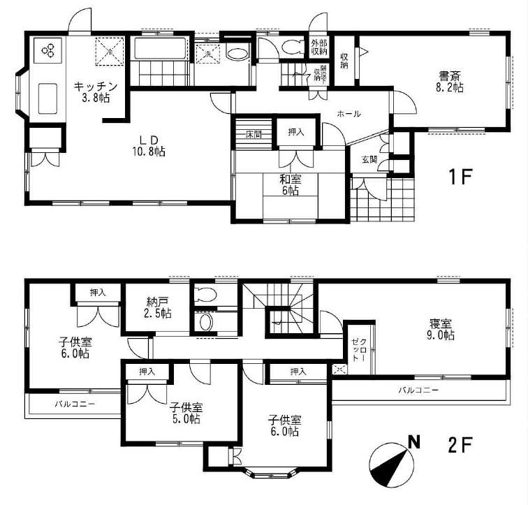 Floor plan. 32,800,000 yen, 6LDK + S (storeroom), Land area 146.55 sq m , Building area 135.57 sq m