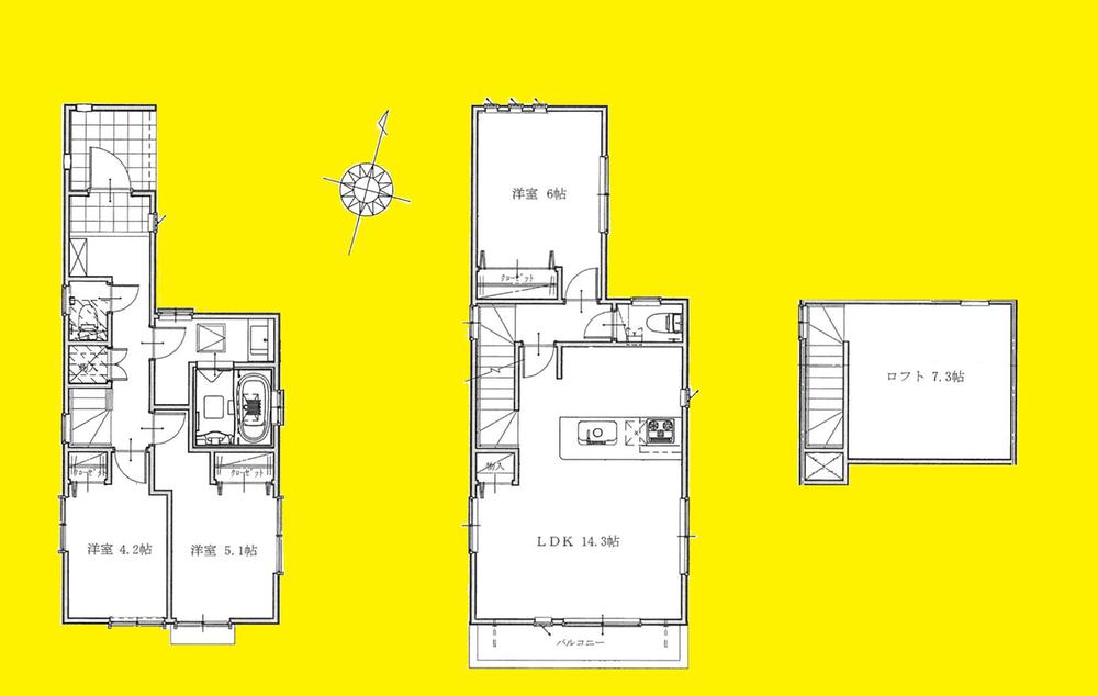 Floor plan. Price 34,800,000 yen, 3LDK, Land area 69.92 sq m , Building area 75.44 sq m