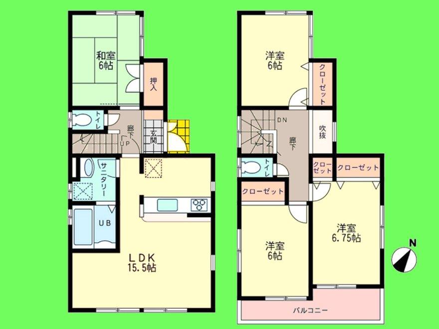 Floor plan. 37,800,000 yen, 4LDK, Land area 100.19 sq m , Building area 95.64 sq m