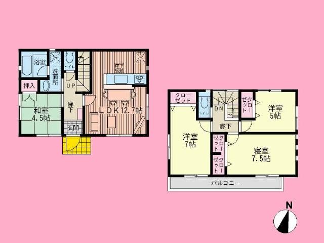 Floor plan. (Building 2), Price 22,300,000 yen, 4LDK, Land area 110.5 sq m , Building area 87.47 sq m
