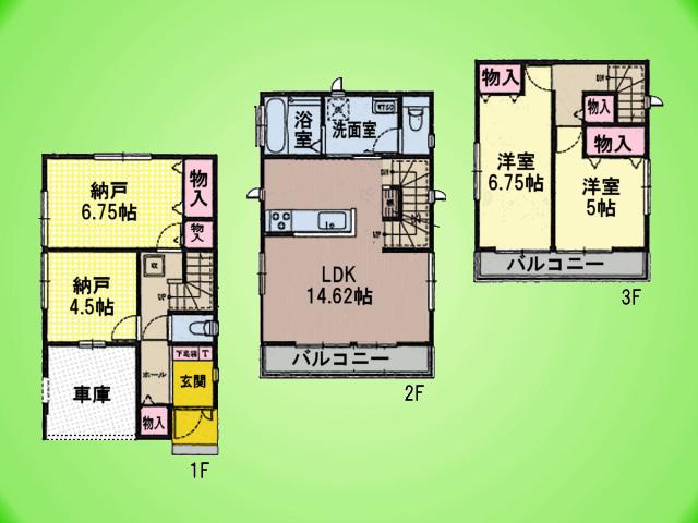 Floor plan. 34,800,000 yen, 2LDK + 2S (storeroom), Land area 74.61 sq m , Building area 96.04 sq m 1 floor of two rooms can be used as a room ☆
