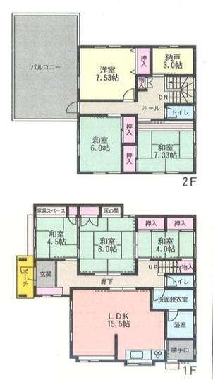 Floor plan. 32,400,000 yen, 6LDK+S, Land area 179.96 sq m , Building area 143.92 sq m