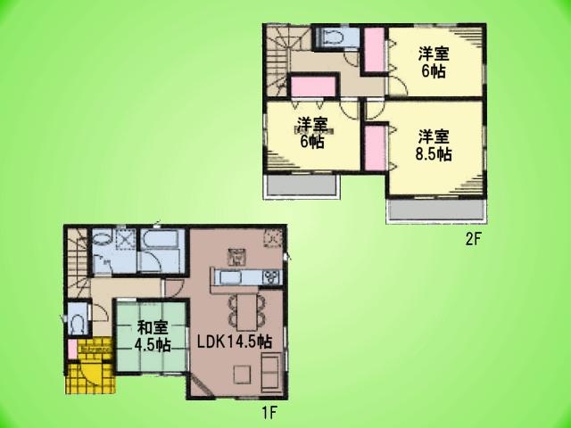 Floor plan. (Building 2), Price 30,800,000 yen, 4LDK, Land area 100.06 sq m , Building area 93.15 sq m