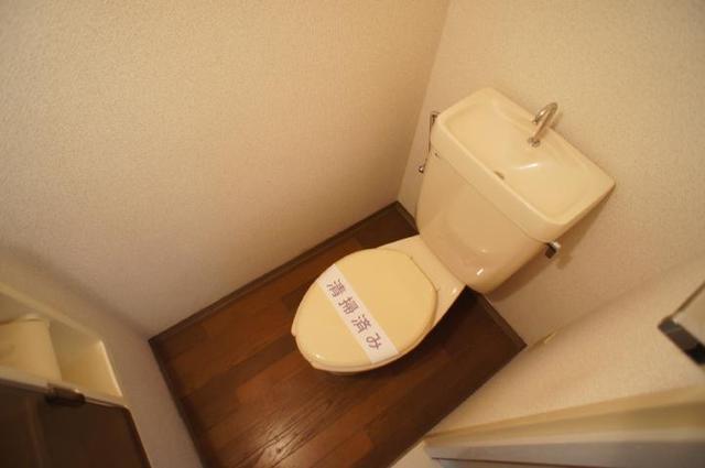 Toilet. Clean restroom at any time since the bath toilet a separate