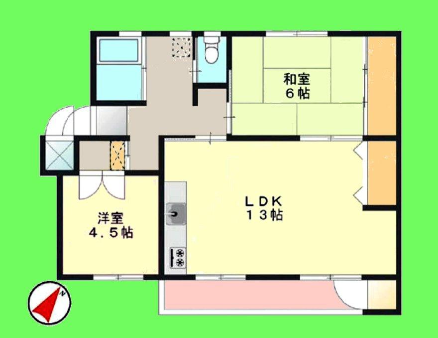 Floor plan. 2LDK, Price 8.5 million yen, Occupied area 52.08 sq m , Balcony area 5.9 sq m