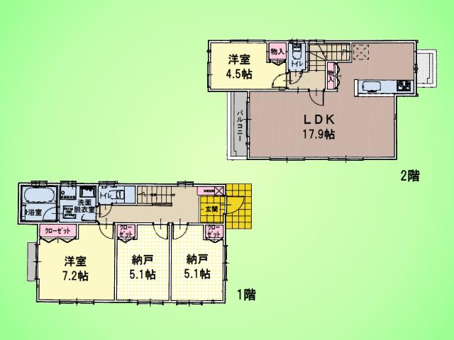 Floor plan. (3 Building), Price 39,800,000 yen, 2LDK+2S, Land area 119.57 sq m , Building area 92.53 sq m
