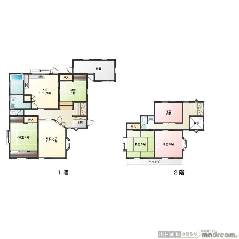 Floor plan. 59,800,000 yen, 3LK, Land area 504.61 sq m , Building area 123.66 sq m building, 1989 September