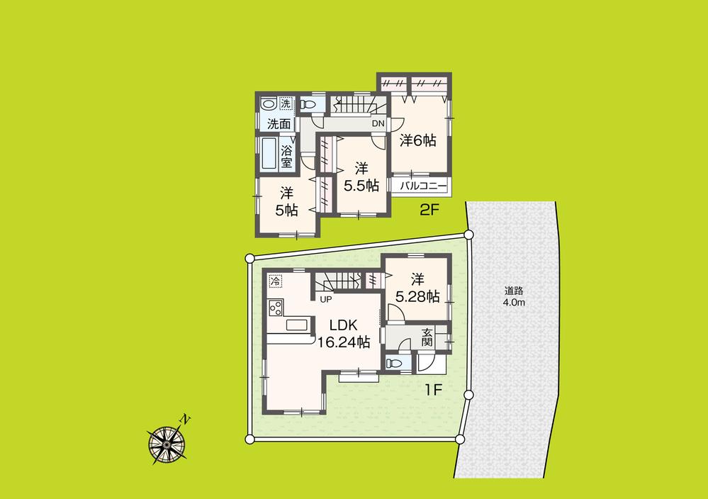 Floor plan. 36,800,000 yen, 4LDK, Land area 86.1 sq m , Building area 90.73 sq m Floor